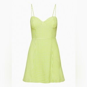 Aritzia Sunday Best Viola Lime Gingham Mini Dress